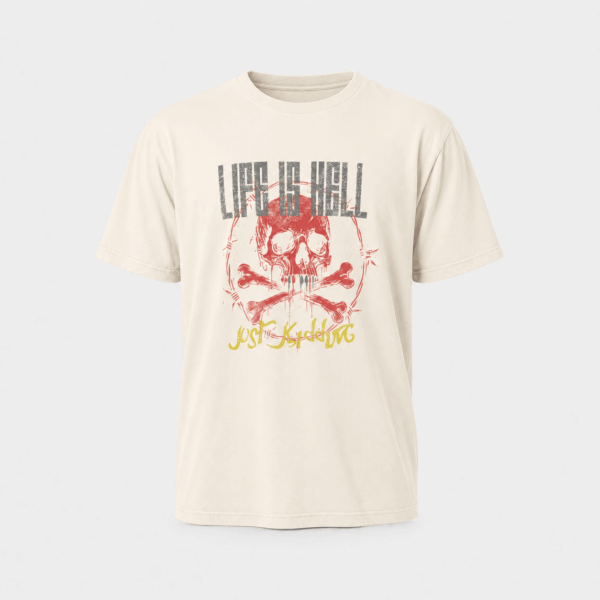 BC10830 men’s butter cream solid color crew neck T-shirt, front view with round neckline and smooth jersey drape