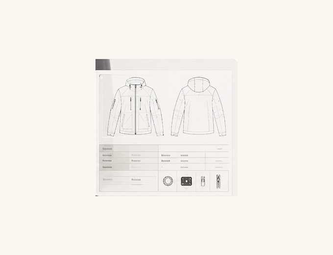 Production tech pack sketch and specification sheet
