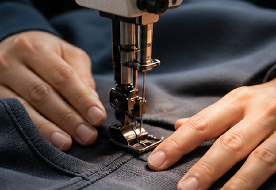 Close-up apparel stitching production